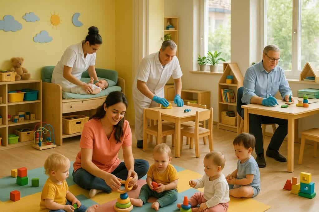 découvrez les rôles et les diplômes de chaque professionnel en crèche pour mieux comprendre qui fait quoi dans l'accueil et l'accompagnement des enfants.