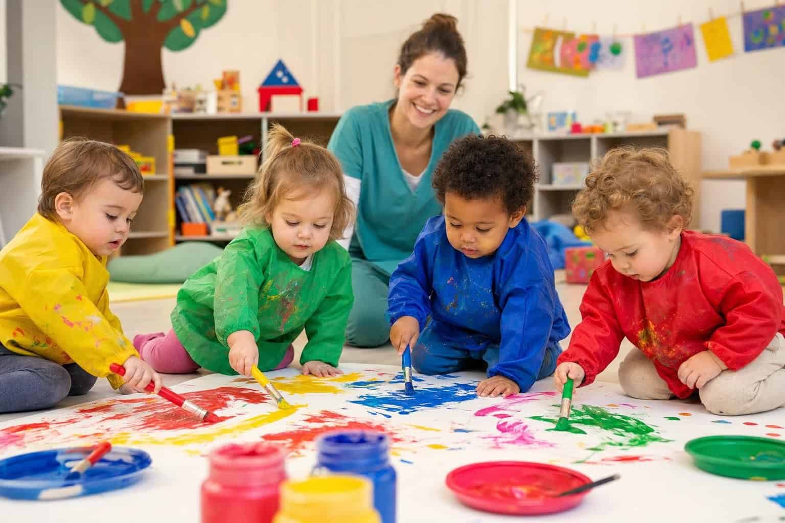 découvrez comment préparer une activité peinture en crèche de manière simple et ludique pour stimuler la créativité des tout-petits en toute sécurité.